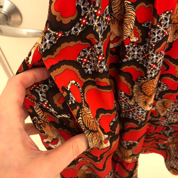 Rare Sandro Tiger Print Red Silk Dress Sz 1 - Picture 8 of 9
